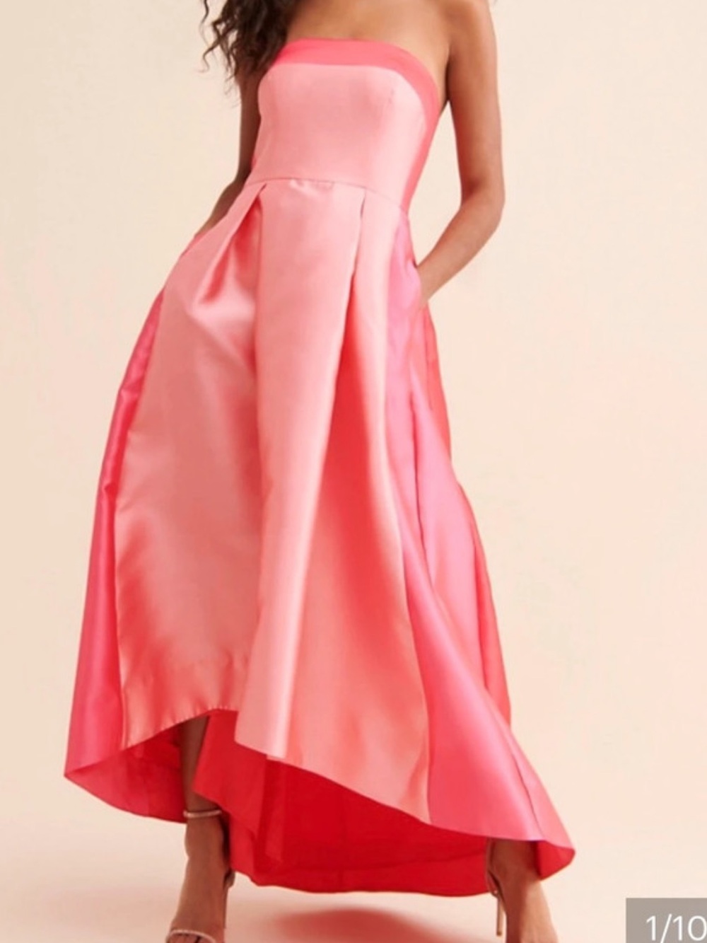NEW HUTCH Strapless Pink Satin High-Low Evening Dress NWT Large